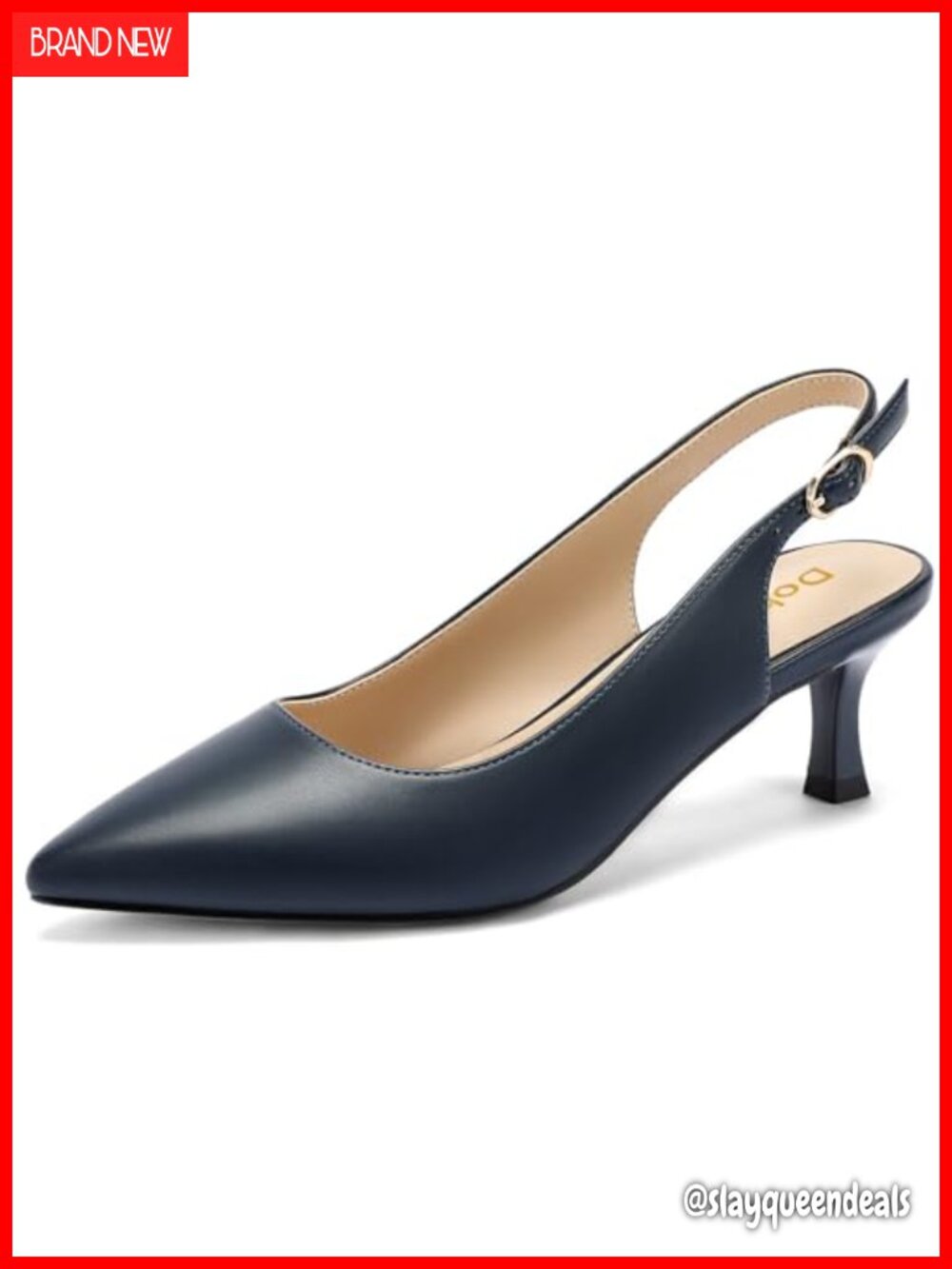 Slingback Kitten Heels Pumps Pointed Toe Low Heel Dress Shoes for Work Wedding